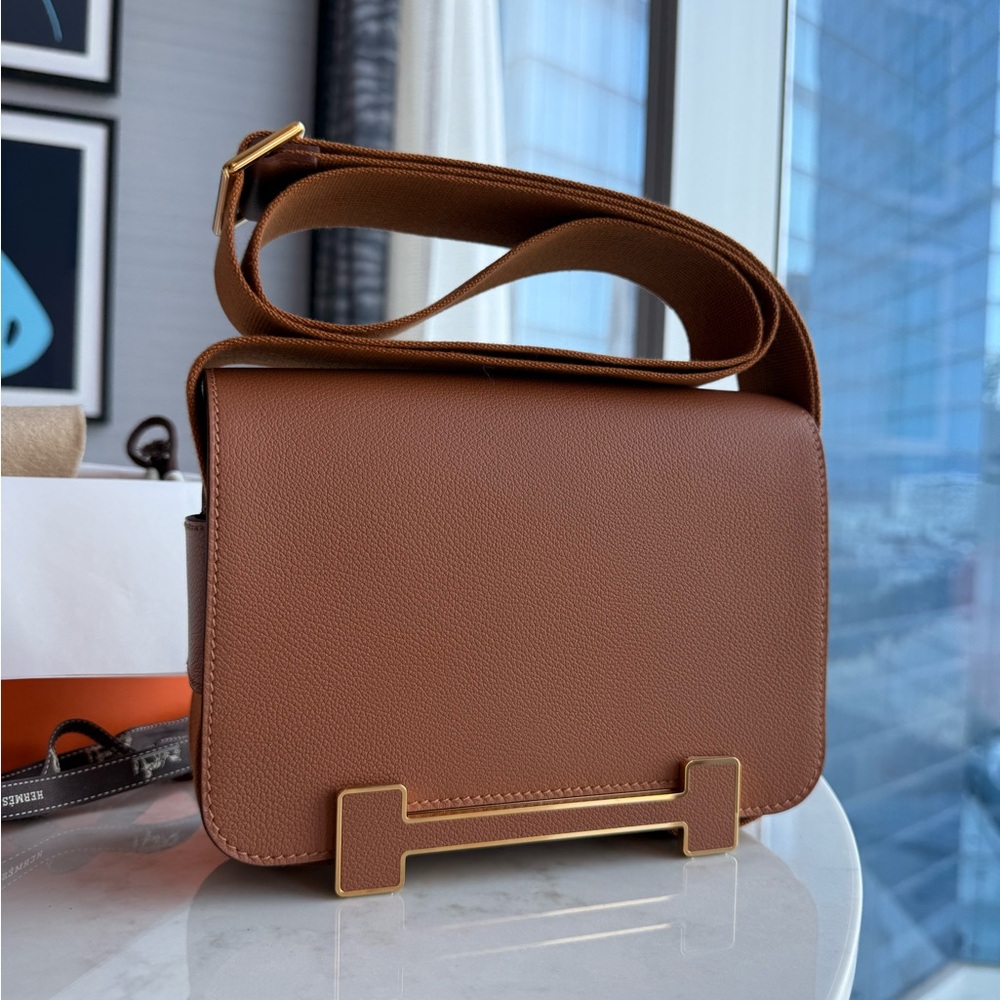 Hermes Geta Crossbody Bag Gold with Gold hardware